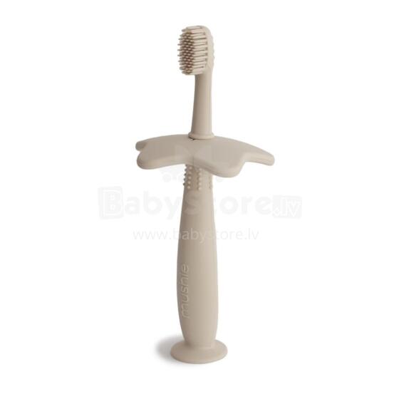Mushie Flower Toothbrush  Art.2540182 Shifting Sand first silicone toothbrush