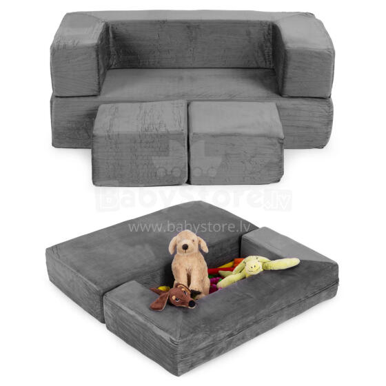 Modular Foldable Sofa for Children DIY 4 Soft Cushions - Grey ECOTOYS