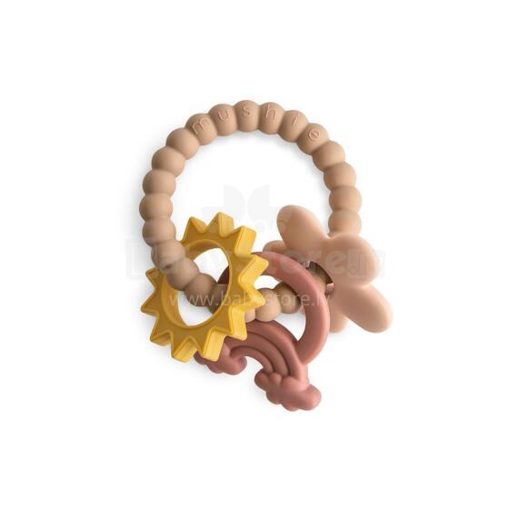 Mushie  Silicone  Teether Ring Art.101321 Silicone rattle (100% natural)
