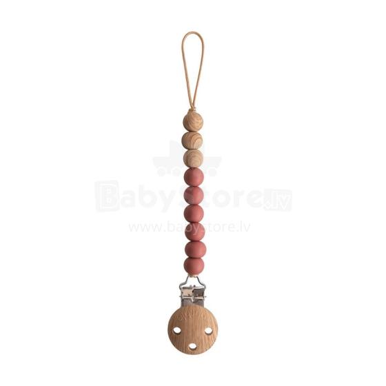 Mushie Silicone Pacifier Clip Eva Art.2090153 Redwood Pacifier holder