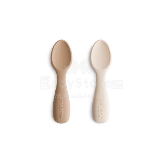 Mushie Silicone Starter Spoon Art.101353 Beige Soft silicone spoon (2 pcs.)