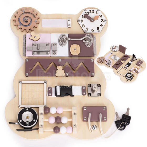 Wooden Sensory Busy Board for Children Educational Panel Bear 12 Pieces ECOTOYS