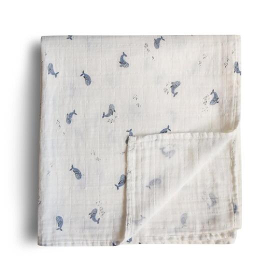 Mushie Muslin Swaddle Art.2200553 Whales