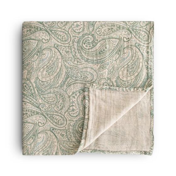 Mushie Muslin Swaddle Art.101242 Green Paisley