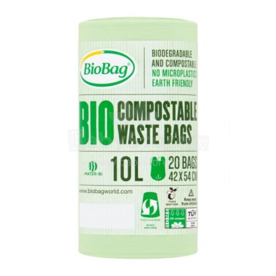 Compostable garbage bags BioBag 10L (20 pcs. per roll) 15mkr. 42x54cm green