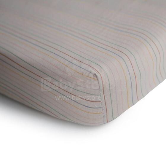 Mushie Crib Cotton Sheet  Art.2216380 Retro Stripes