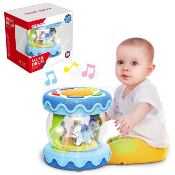 WOOPIE BABY Musical Drum Music Box Projector 3in1 Toy for Infants + Roller for Crawling Learning