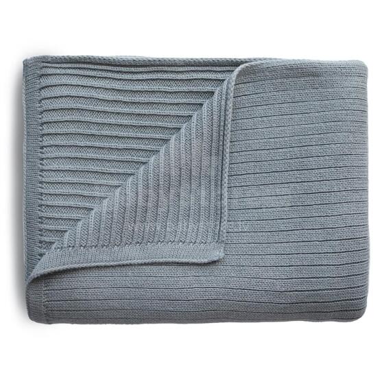 Mushie Knitted Baby Blanket  Art.2180345 Ribbed Smoke