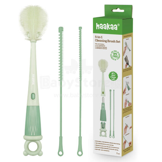 Haakaa 5-in-1 Cleaning Brush Set Art.BHK177-SG Silicone brush for bottles and nipples