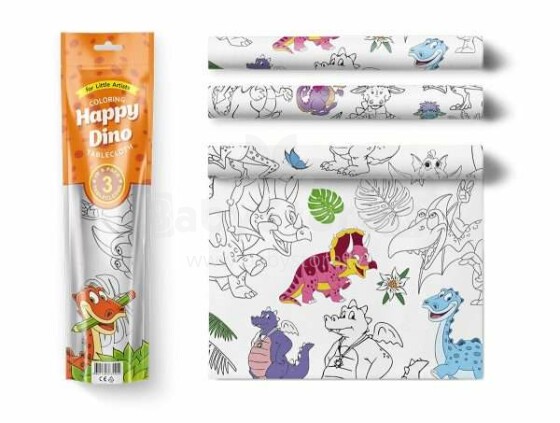 DA Coloring Tablecloth Happy Dino Art.KDTC0003 Krāsojamais galdauts - Dinozauri