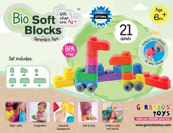 Gerardo's Toys Art.264140 Set of soft cubes, 21 pcs.