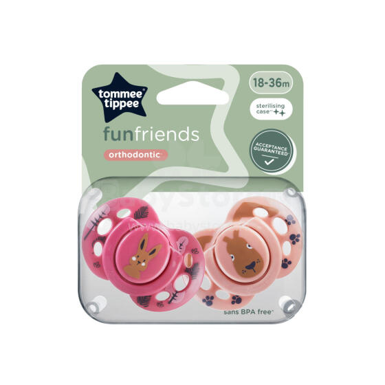 TOMMEE TIPPEE Silicon soother FUN 18-36 m., 2 pcs., 433657