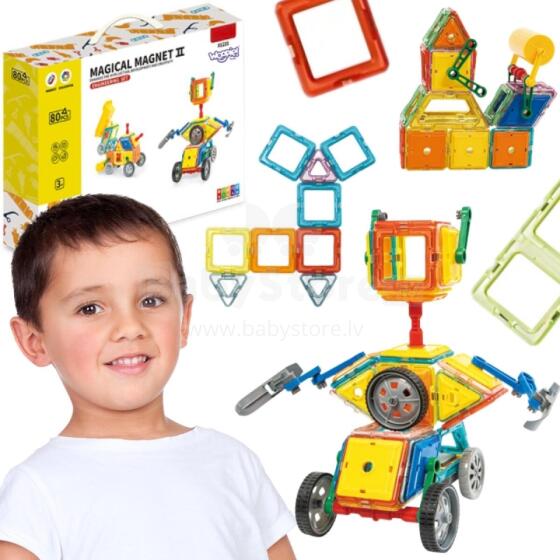 WOOPIE Magnetic 3D Building Blocks Vehicles Set 80pcs