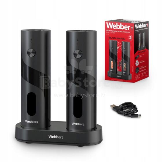 Electric Salt and Pepper Grinder Set Rechargeable USB 2 Pieces Adjustable Grinding with Light