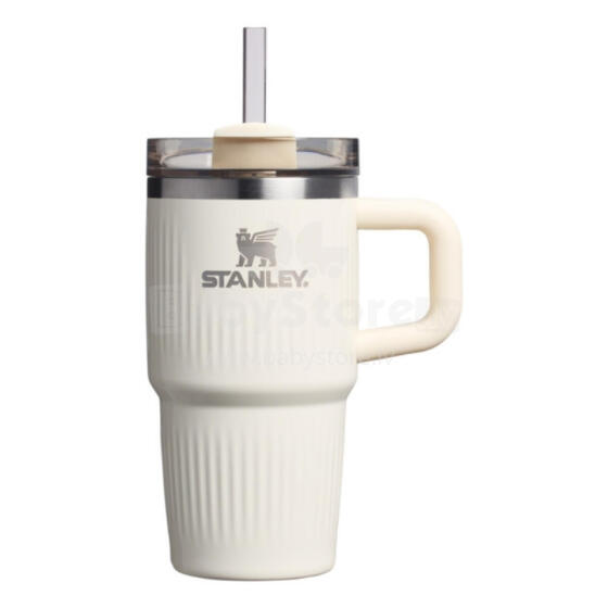 Thermo mug with straw The Quencher H2.0 Fluted Tumbler 0.6L in glossy cream color