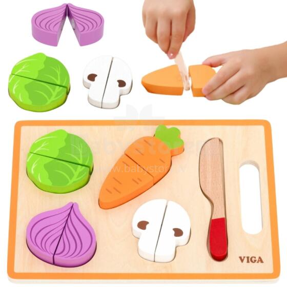 VIGA Wooden Educational Puzzle Montessori Cutting Vegetables