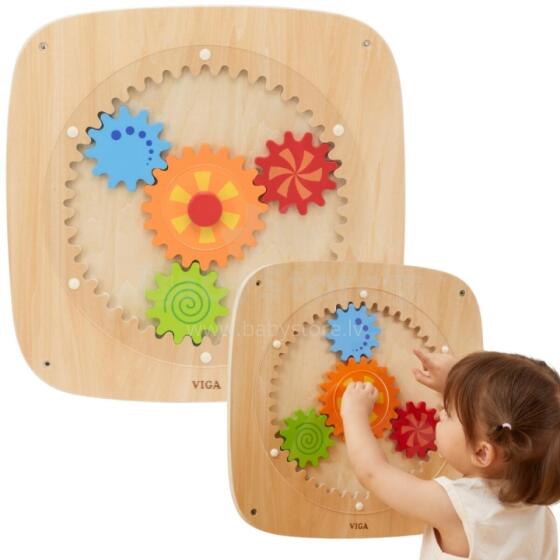 VIGA Wooden Board with Colorful Gears