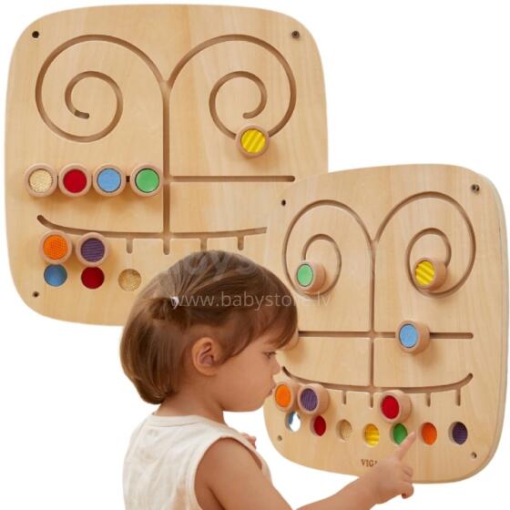 VIGA Wooden Sensory Manipulation Board Touch and Match