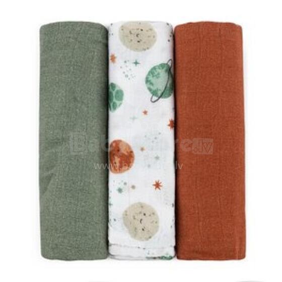 PETITE&MARS 415367 Set of Bamboo Muslin Diapers 3 pcs 68x68 cm Celestial Planets