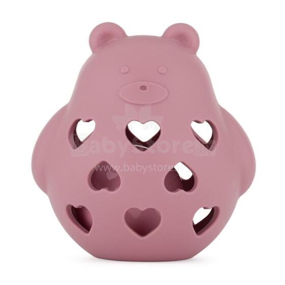 PETITE&MARS 606820 Silicone Rattle Toy Bear Basil Dusty Rose
