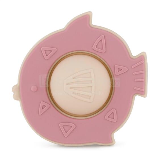 PETITE&MARS 612820 Silicone Pop-up Toy Fish Fiona Dusty Rose 6 m+