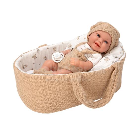 Arias baby doll in brown carrier, boy, 33 cm