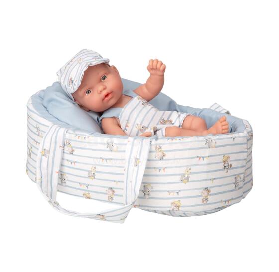 Arias doll in a blue carrier with teddy bears, 26 cm