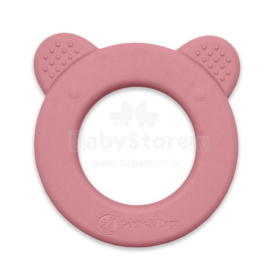 PETITE&MARS 713820 Silicone Teether with Rattle Beary Dusty Rose 0+