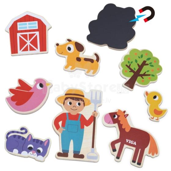 VIGA Magnetic Farm Friends 20 pcs. Magnets – Creative Play with Farm Animals