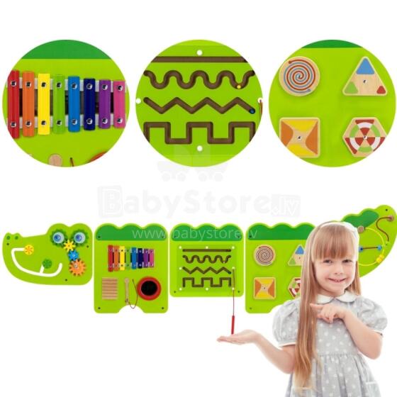 VIGA Sensory Manipulative Board Krokodils FSC Sertificēts Montessori