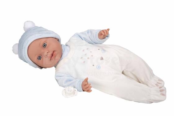 Arias baby doll with sound effect, dressed in blue, 42 cm