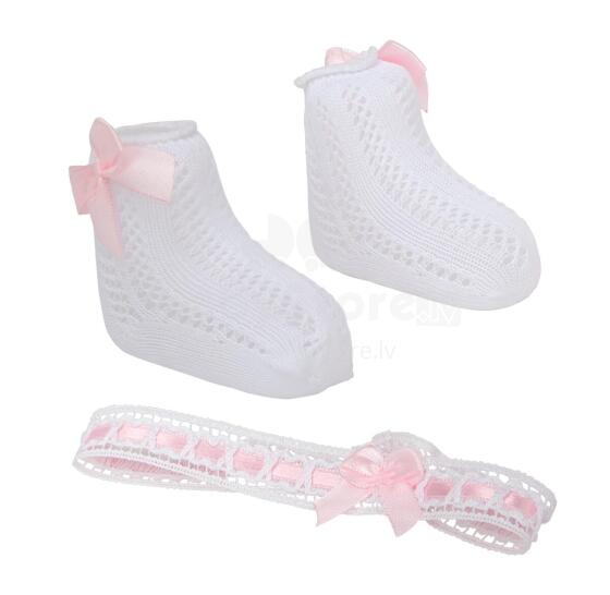Arias doll baby knitted socks and bow set, white