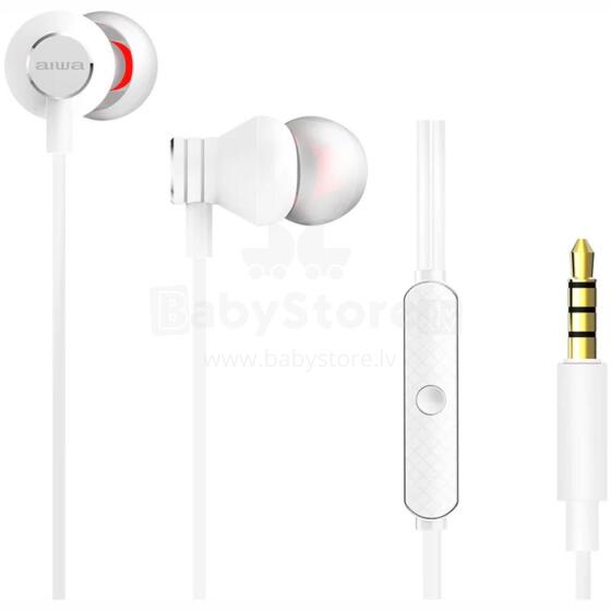 AIWA In-Ear stereo austiņas ar mikrofonu, baltas
