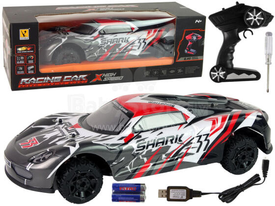 Sporta auto R/C 1:8 pelēks balts