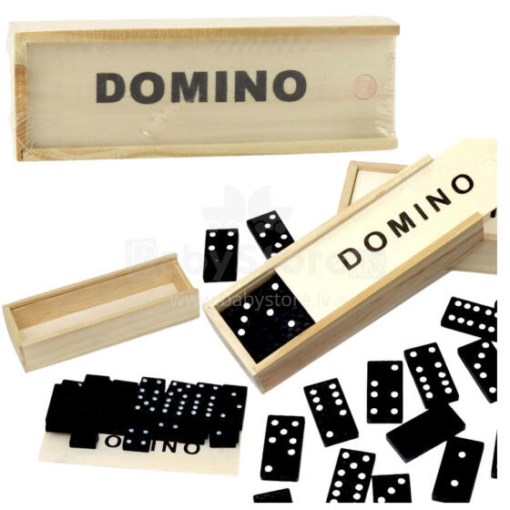 Ģimenes loģikas spēle Domino 32 koka flīzes melnā krāsā