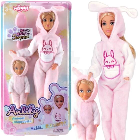 WOOPIE ROYAL Dolls in Pink Bunny Jumpsuits Set of 2