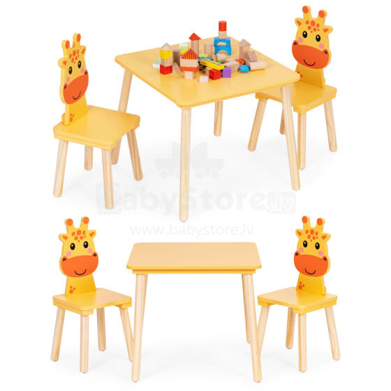 Детский мебельный набор Стол + 2 стула Жираф ECOTOYS