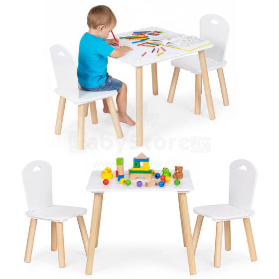 Детский мебельный набор Стол + 2 стула Белый ECOTOYS