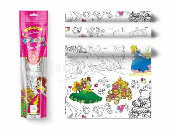 DA Coloring Tablecloth Princesses Art.KDTC0005 Krāsojamais galdauts - Princeses