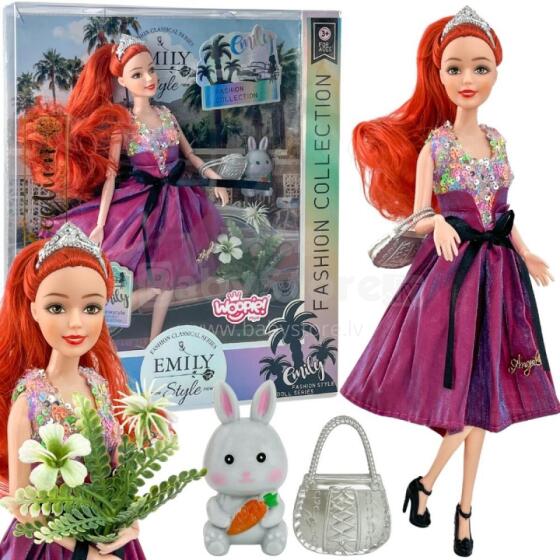 WOOPIE ROYAL Leļļu Emi Stila Modes 32 cm - Stilīga princese rozā kleitā + aksesuāri