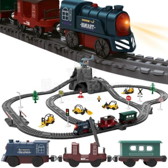 WOOPIE Electric Retro Train Set with Locomotive + 2 Wagons – 76 Pieces