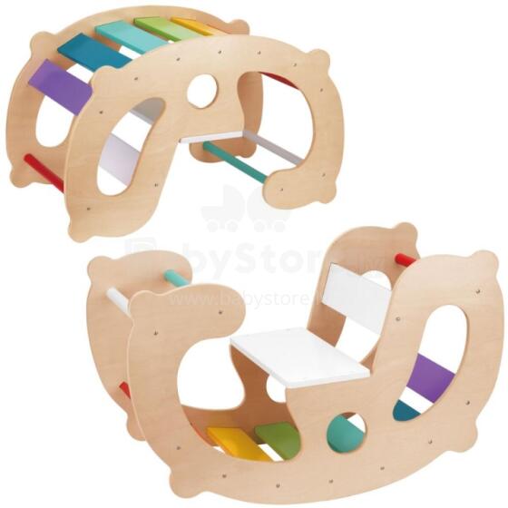 WOOPIE GREEN Koka Varavīksnes Šūpuļkrēsls un Tilts 2in1 Montessori FSC