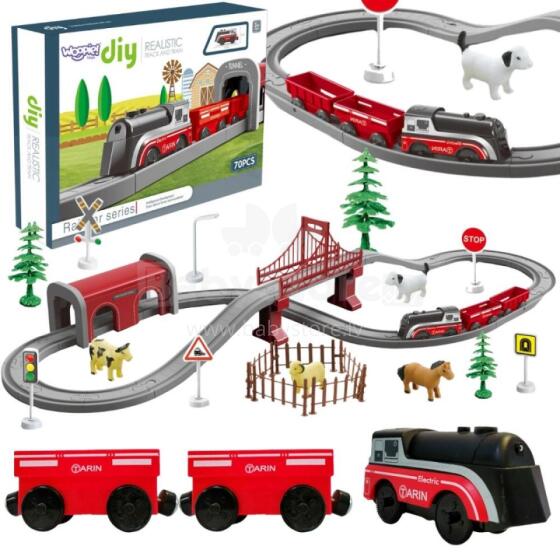 WOOPIE Electric Train Set Locomotive Track Farm Animals 70 pcs