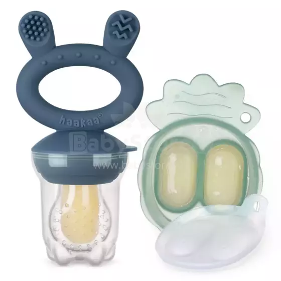 Haakaa Fresh Food Feeder Mini Combo Art.BHK154-SB Steel Blue Silicone strainer for feeding fresh vegetables (Nibbler)