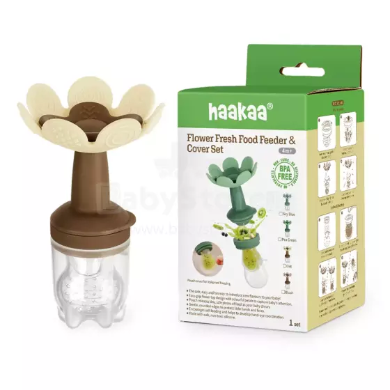Haakaa Flower Freeze-N-Feed Mini Combo Art.BHK157-OT Oat  Silicone strainer for feeding fresh vegetables (Nibbler)