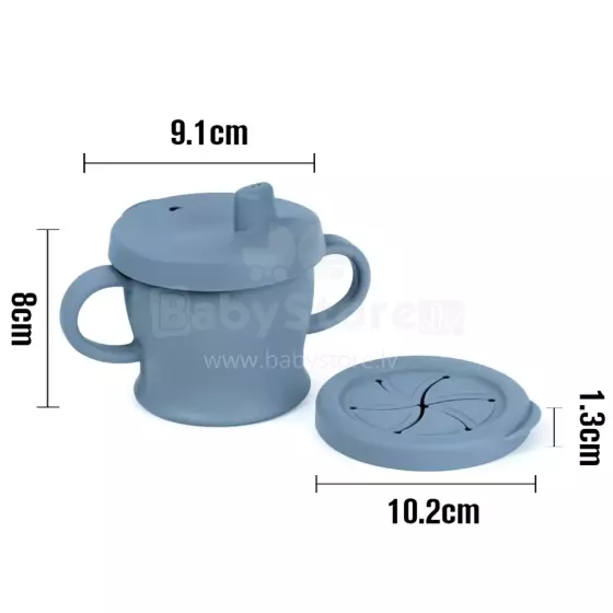 Haakaa Silicone Sip-N-Snack Cup   Art.BHK125-B Blue  Silicone container with Click Lock