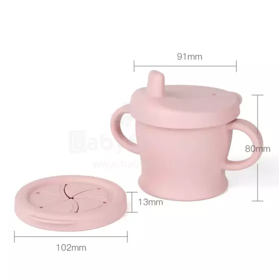 Haakaa Silicone Sip-N-Snack Cup   Art.BHK125-BH Blush  Silicone container with Click Lock