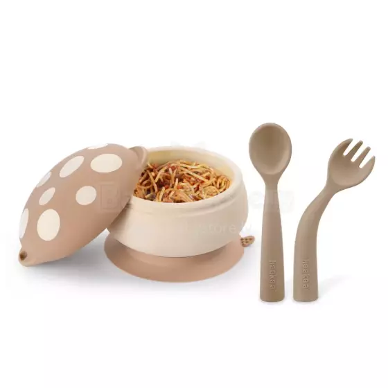 Haakaa Silicone Mushroom Bowl/Cutlery Set Art.UTE100-T Silicone bowl with suction cup