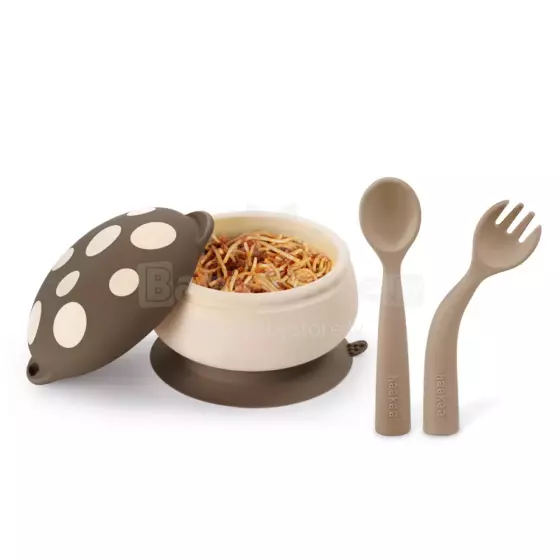 Haakaa Silicone Mushroom Bowl/Cutlery Set Art.UTE100-W Silicone bowl with suction cup