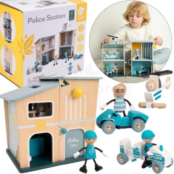 CLASSIC WORLD Police Station Wooden Car Helicopter Figures 12pcs